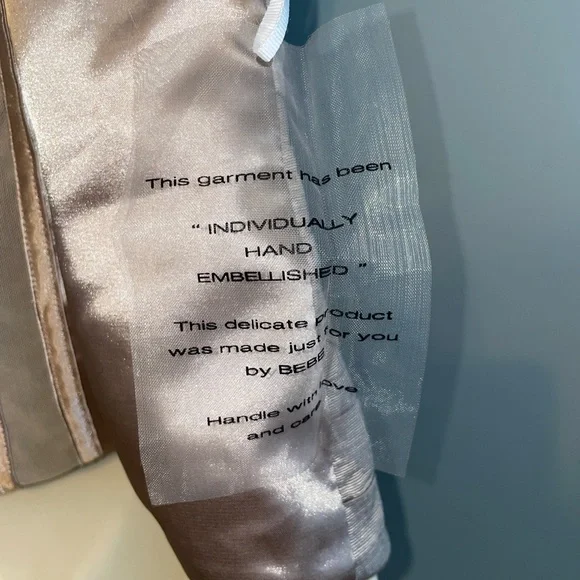 NWOT Bebe Bustier Corset Strapless Top Metallic Cream Jeweled Size Medium - Picture 2 of 9